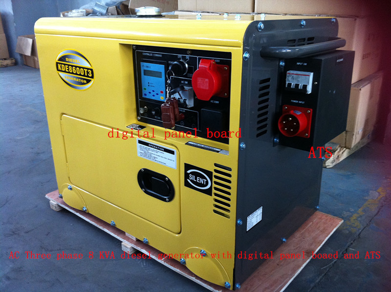 8KVA Yellow Color Silent Type Small Diesel Generators Set With ATS , Low Oil Alarm System
